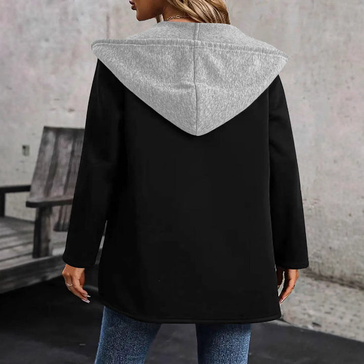 Damen lässige Langarmjacke mit Kapuze und praktischen Taschen W&W Mode