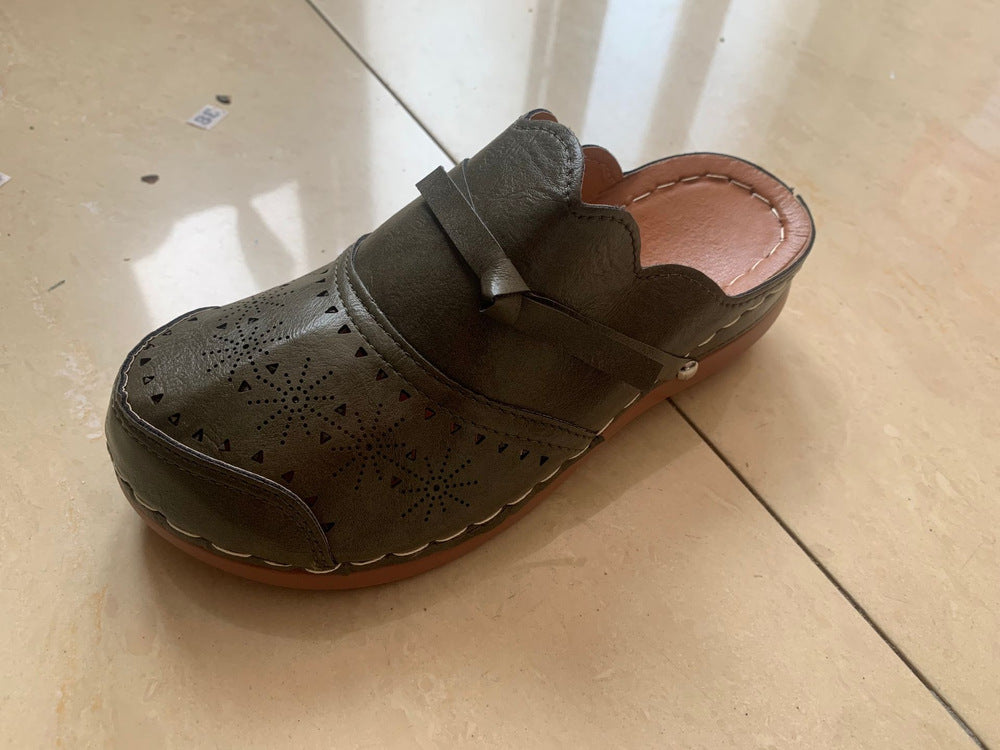 Damen Komfortable Clogs mit filigranem Durchbruchdesign und elegantem Riemen WW