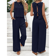 Damen luftiger Jumpsuit mit Rüschendetails und Gummibund WW