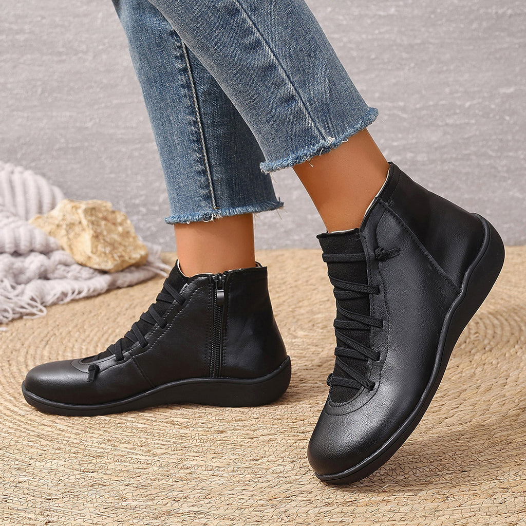 Damen Schnürstiefeletten mit rutschfester Sohle und atmungsaktivem Mesh-Einsatz WW