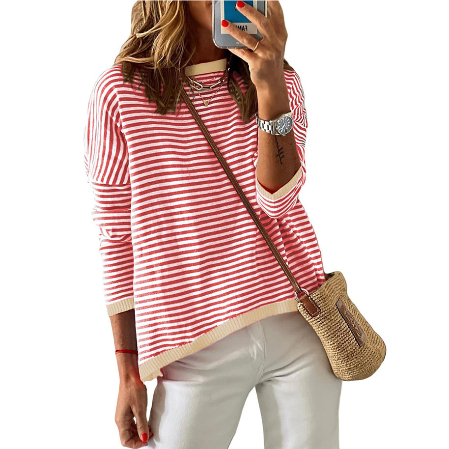 Damen lässiger gestreifter Pullover WW