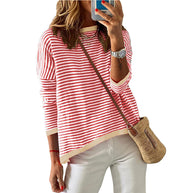 Damen lässiger gestreifter Pullover WW