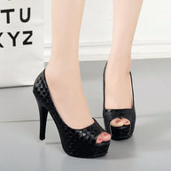 Damen Peeptoe-Pumps mit elegantem Geflecht und hohem Absatz W&W