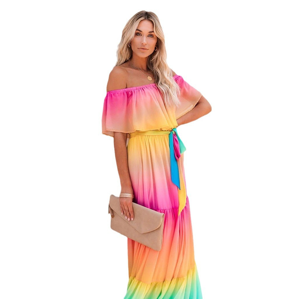 Damen Maxikleid mit schulterfreiem Design von W&W Mode