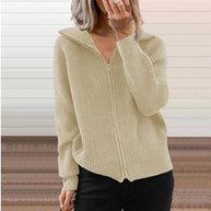 Damen Strickjacke mit Reißverschluss und Hoodie WW