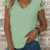 Damen Bluse mit romantischen Rüschen und einzigartiger Lochstickerei WW