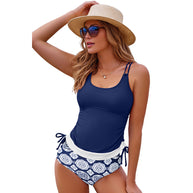 Damen Tankini-Set mit modischem Streifenmuster und verstellbaren Trägern WW