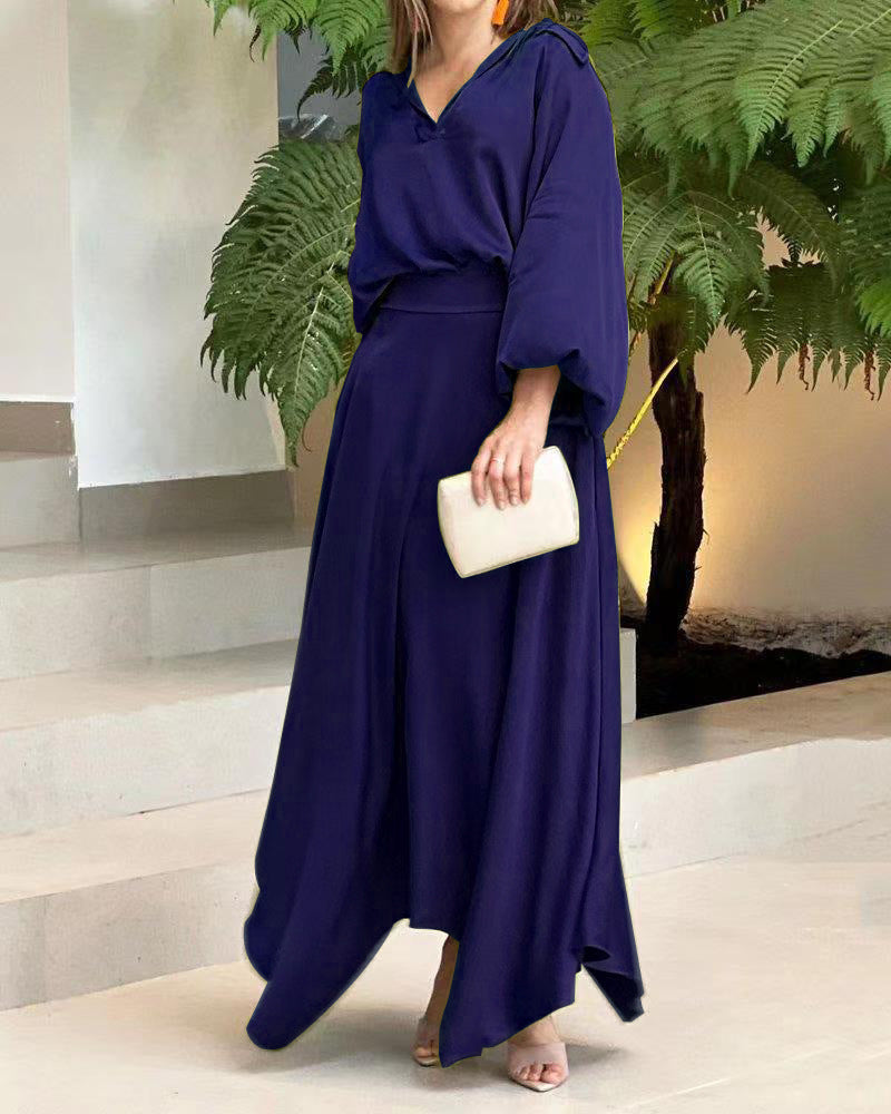 Damen Maxikleid mit weitem Schnitt und eleganten Ärmeln WW