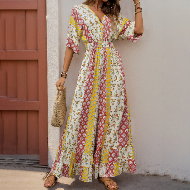 Damen Jumpsuit mit weitem Bein und elastischem Taillenzug WW