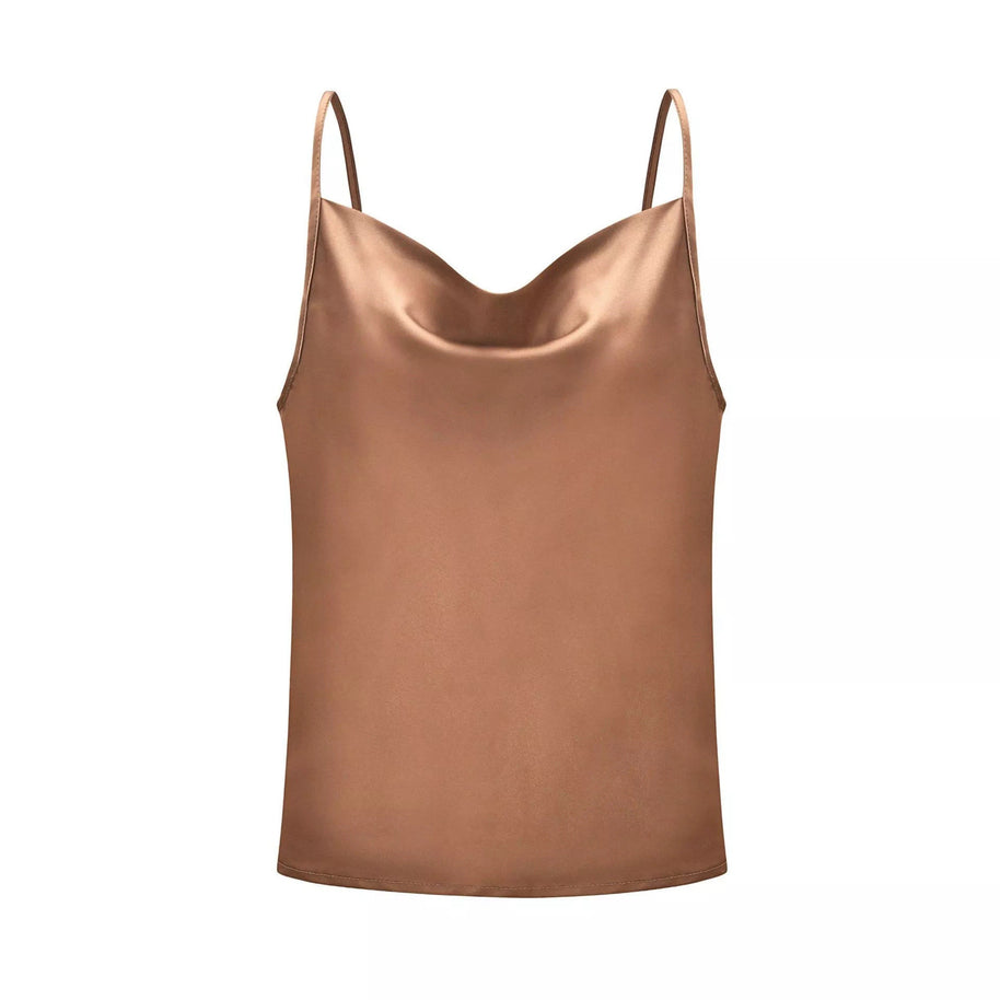 Damen Satin Top mit tiefem Ausschnitt und verstellbaren Trägern WW