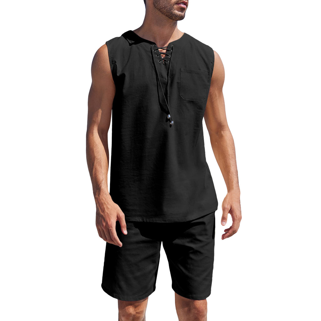 Herren Freizeit Set mit kurzem Oberteil und sportlichen Shorts WW