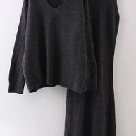 Damen Strickensemble mit weitem Schnitt und V-Ausschnitt WW