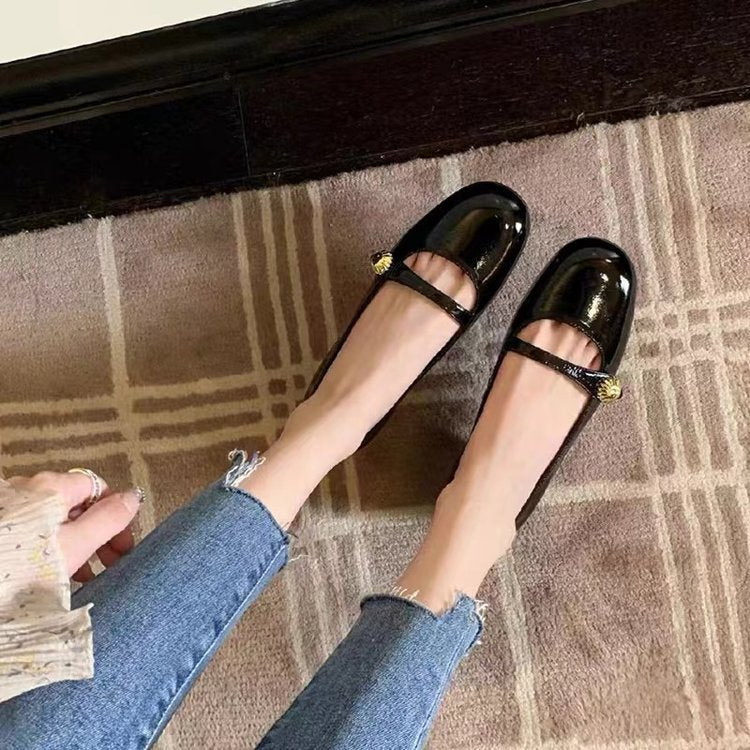 Damen Ballerinas mit dekorativer Schnalle und komfortablem Blockabsatz W&W