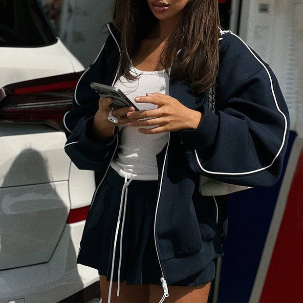 Damen sportliches Loungewear-Kombinationsset mit kurzer Hose und lässigem Oberteil WW