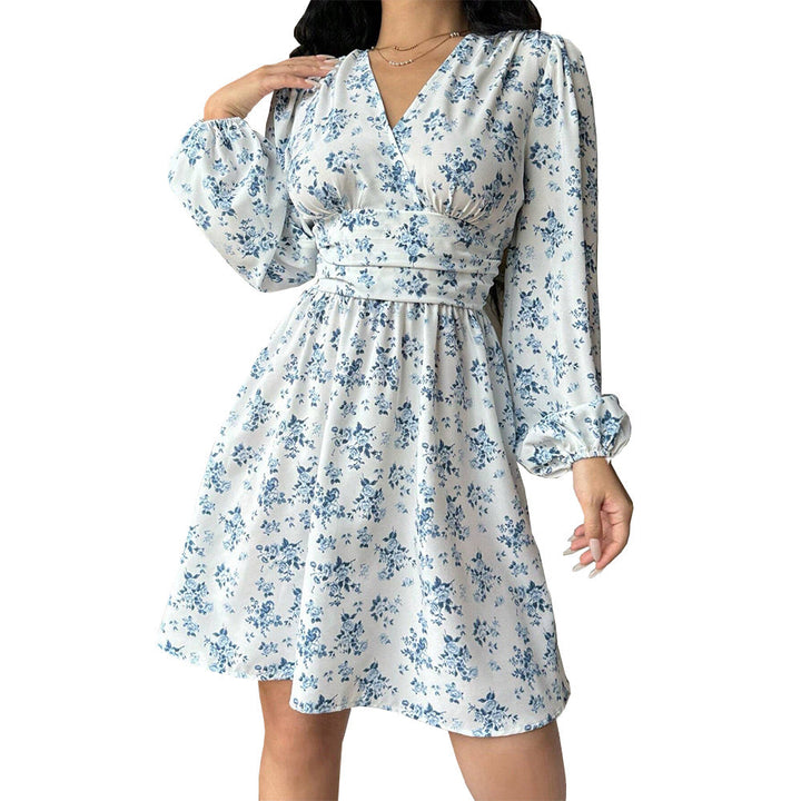 Damen florales Wickelkleid mit langen Ärmeln W&W Mode