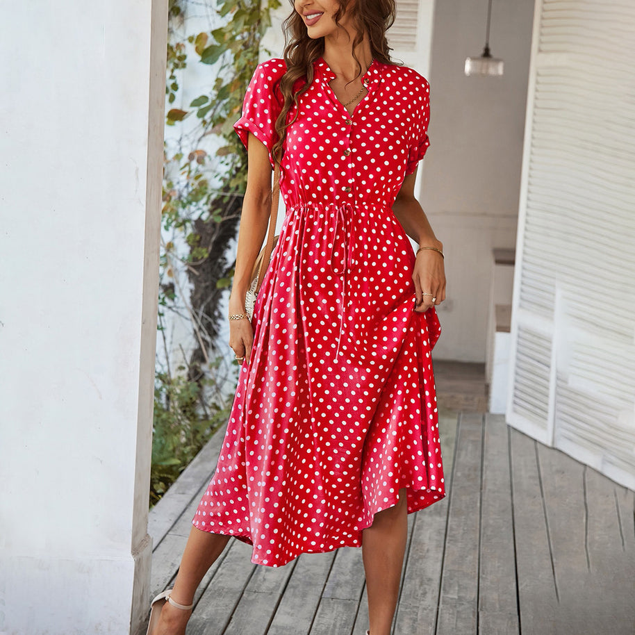 Damen Sommerkleid mit Knopfverschluss und taillierten Design WW