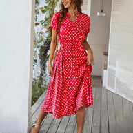 Damen Sommerkleid mit Knopfverschluss und taillierten Design WW