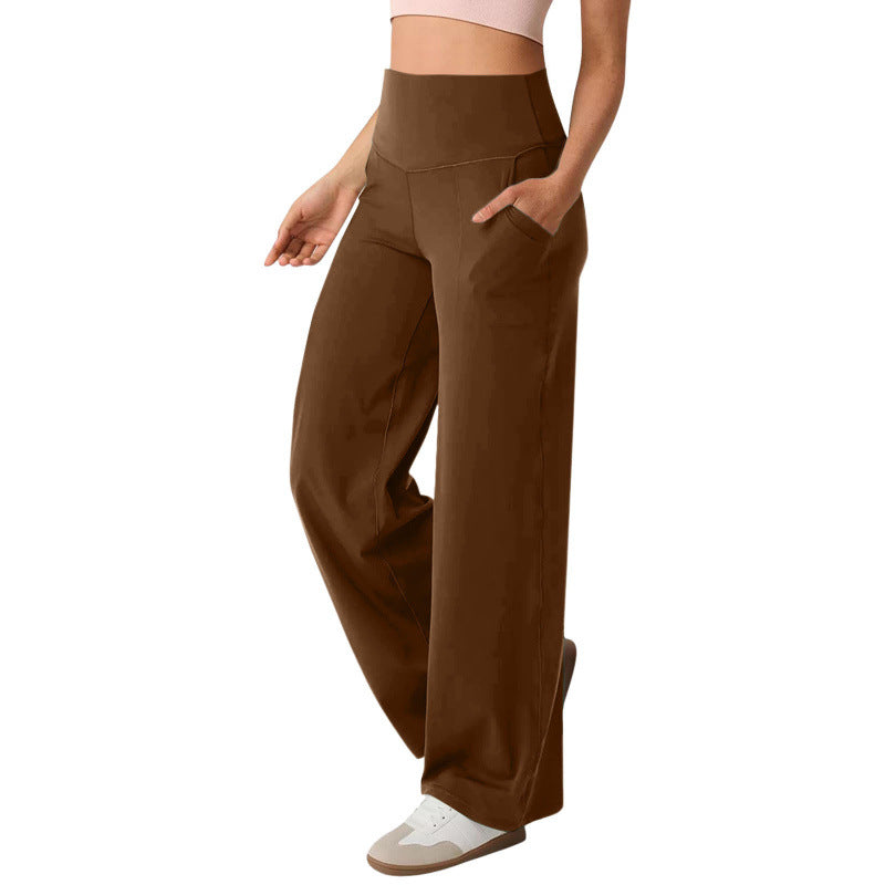 Damen weite High-Waist Freizeithose mit praktischen Taschen WW