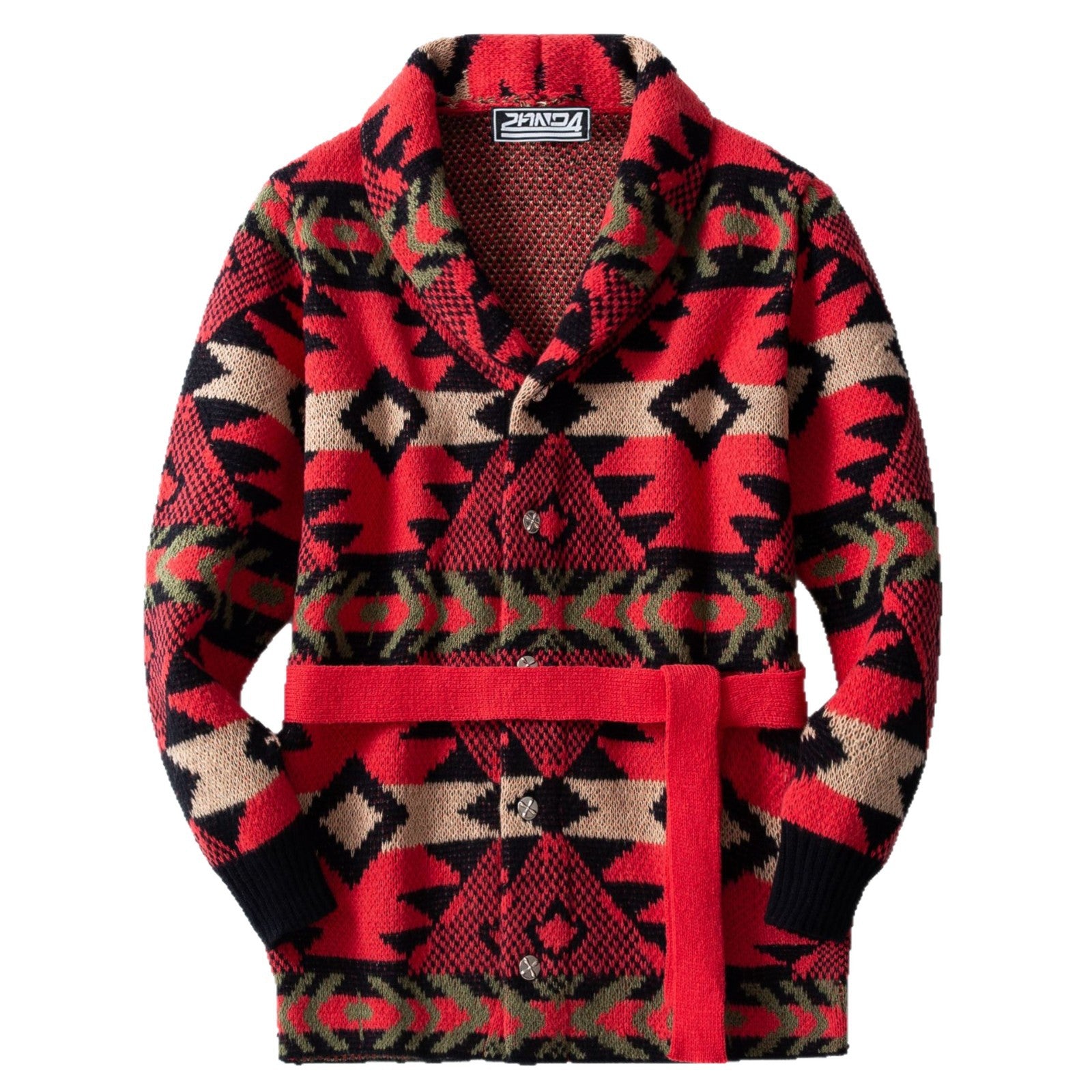 Damen Strickjacke mit gemustertem Design und breitem Schalkragen WW