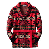 Damen Strickjacke mit gemustertem Design und breitem Schalkragen WW