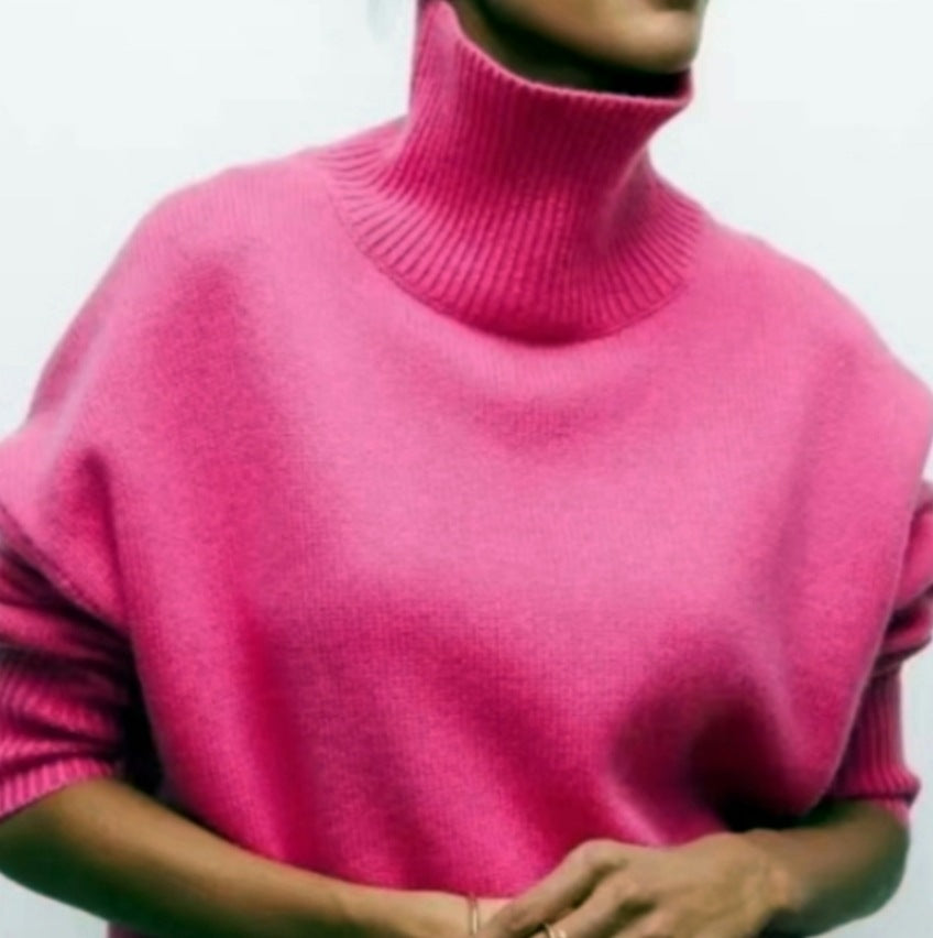 Damen Modischer Rollkragenpullover aus weichem Material WW