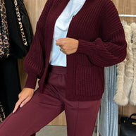 Damen Strickjacke mit strukturierter Oberfläche und voluminösen Ärmeln WW