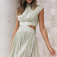 Damen Maxikleid mit eleganter Drapierung und modischen Cut-Out-Details WW