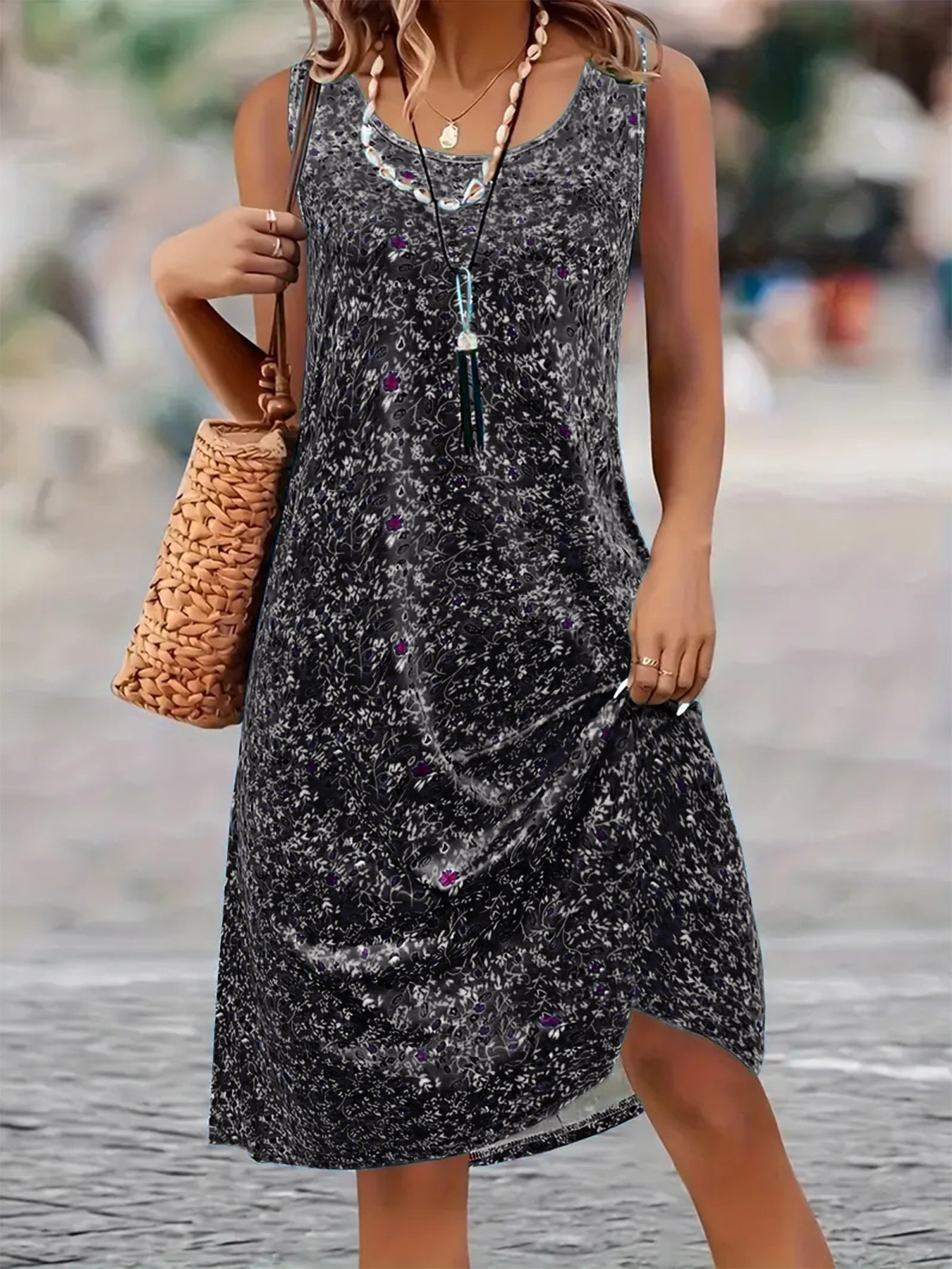 Damen Sommerliches Blütenmuster Kleid WW