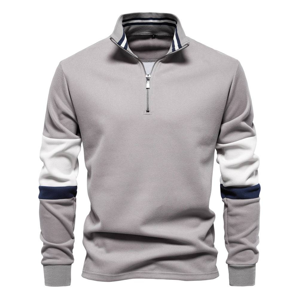 Herren Fleecepullover mit Stehkragen und modernem Zipper-Design WW