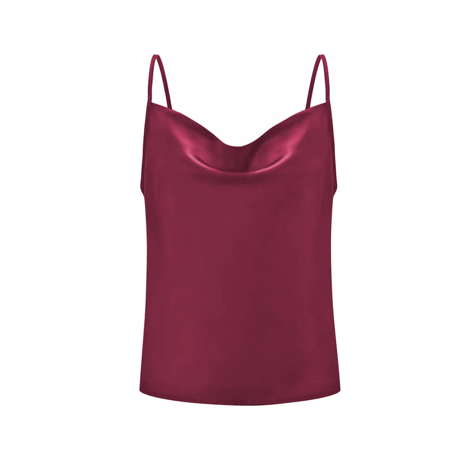 Damen Satin Top mit tiefem Ausschnitt und verstellbaren Trägern WW
