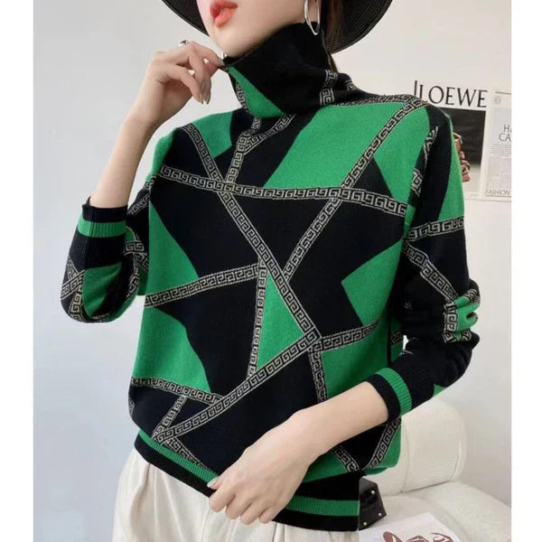 WW | Turtle Neck Eleganter Bedruckter Pullover