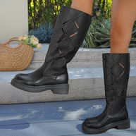 Damen Stiefel mit dekorativem Schnitt und komfortabler Gummisohle WW