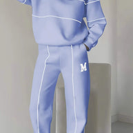 Damen sportlicher Lounge-Anzug mit hohem Kragen und elastischem Bund WW