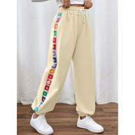 Damen Sportliche Freizeithose mit buntem Streifen WW