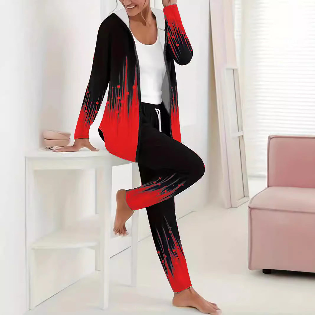 Damen Sportlicher Freizeitanzug mit moderne Farbverlauf-Details WW