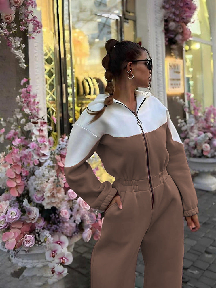 Damen Sportlicher Zweiteiler im modernen Farbblockdesign WW