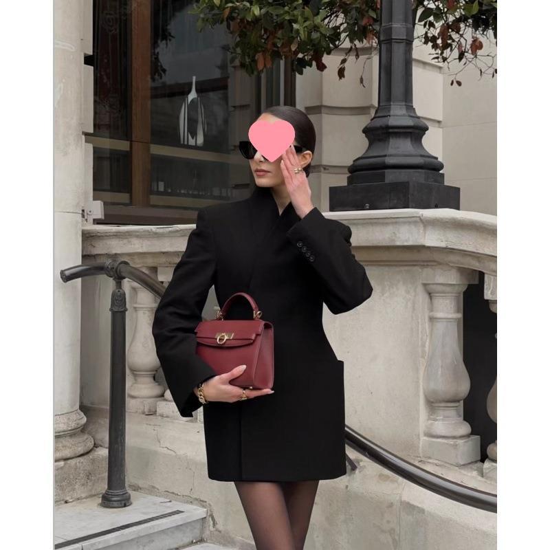 Damen asymmetrische Blazerjacke mit eleganter Taillierung und großen Taschen WW