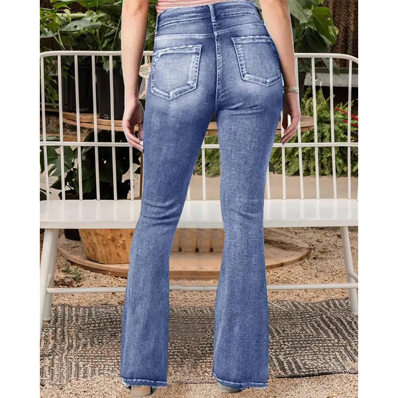 WW | Beliebte Weinlese Seitenknopf Hohe Taille Skinny Jeans