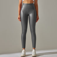 Damen Hochtaillierte, glänzende Fitness-Leggings mit sculptierendem Effekt WW