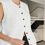 Damen Strickweste mit Knopfleiste und modernem Schnitt WW