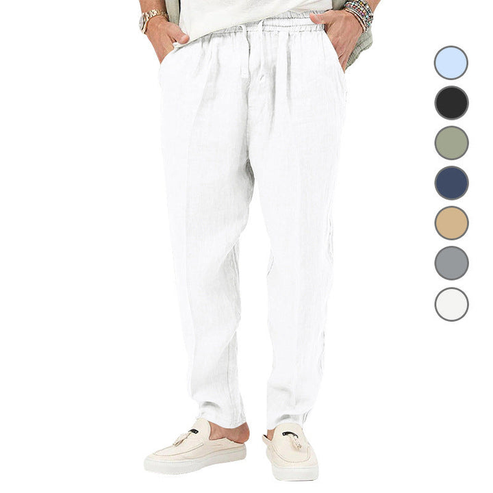 Herren Leichte Leinenhose mit elastischem Bund und praktischen Eingrifftaschen W&W Mode