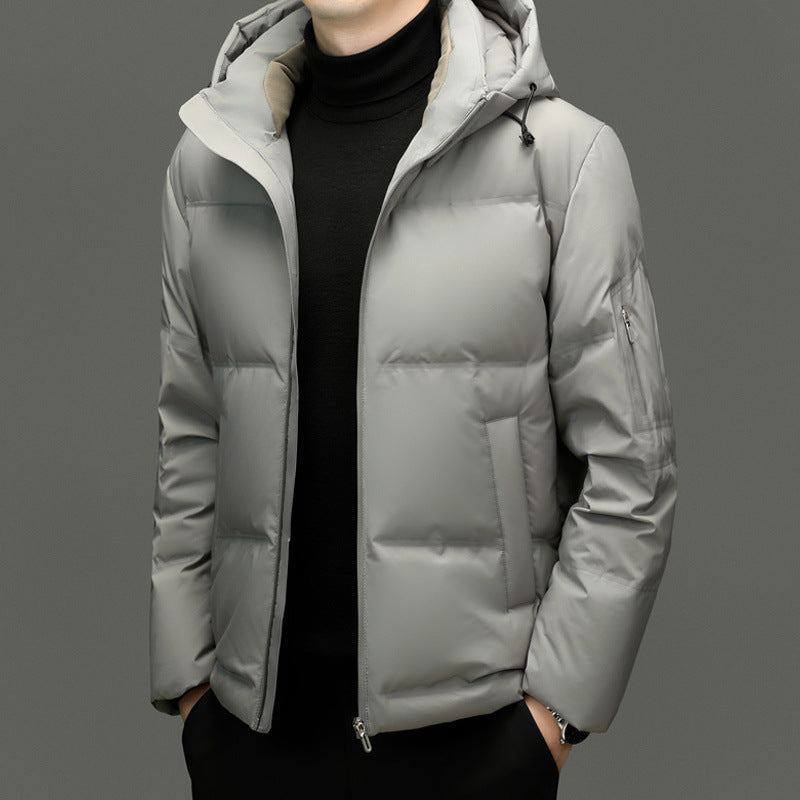 Herren Daunenjacke mit abnehmbarem Kapuzenkragen und wasserabweisender Oberfläche WW