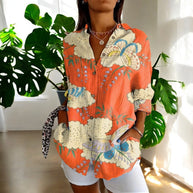 WW | Lebhafte Bluse mit Blumenknöpfen für Damen