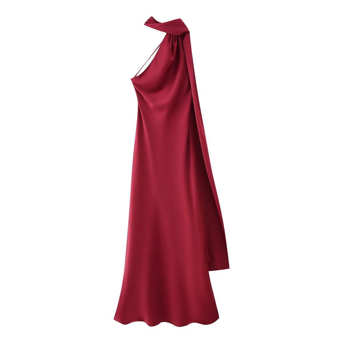 Damen Maxikleid mit asymmetrischem Schnitt und fließendem Stoff WW