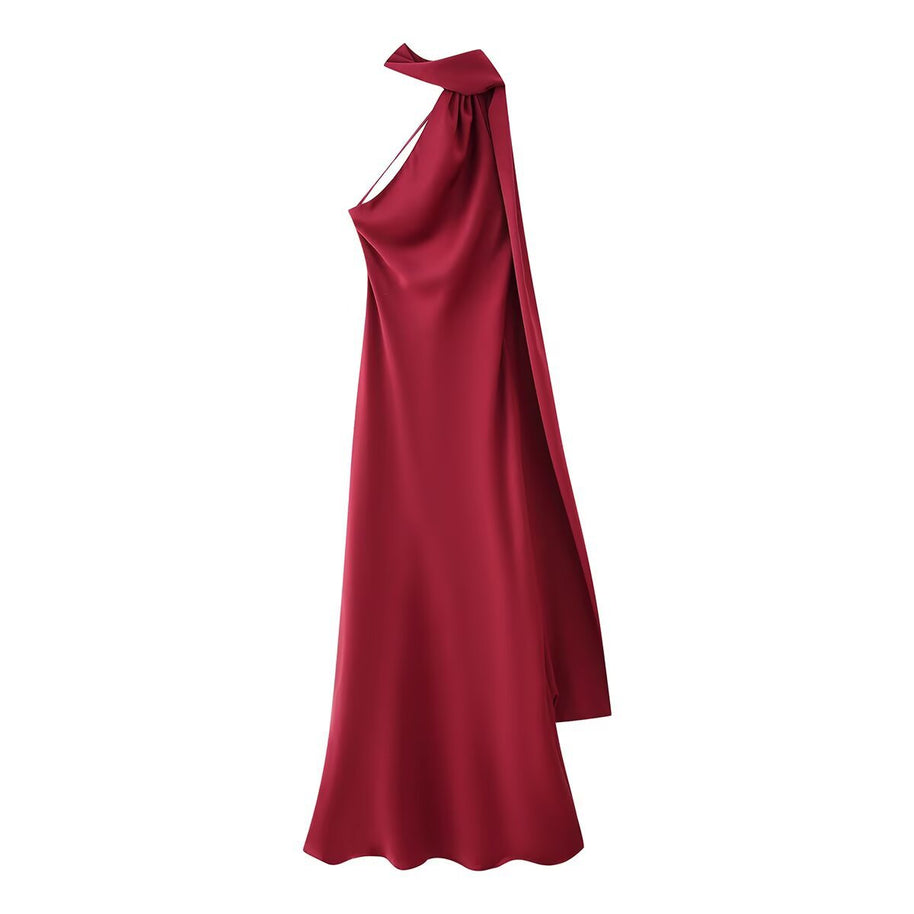 Damen Maxikleid mit asymmetrischem Schnitt und fließendem Stoff WW