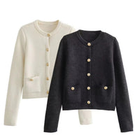 Damen Strickjacke mit dekorativen Knöpfen und Taschen WW