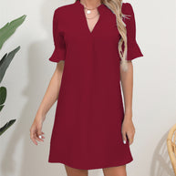 Damen stilvolles Kurzarm Kleid WW