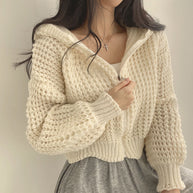 Damen bequeme Strickjacke mit sportlichem Reißverschluss und kuscheligem Material WW