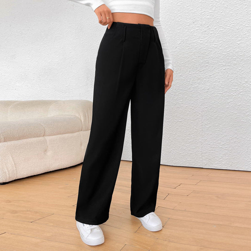 Damen weite Anzughose mit eleganter Faltenlegung und hohen Taschen WW