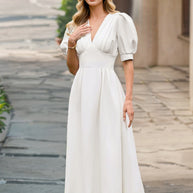 Damen Midi Kleid mit Puffärmeln WW